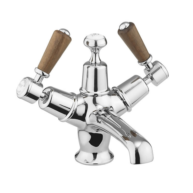 Burlington Смеситель для раковины Kensington со сливом Plug & Chain Четверть оборота с акцентом Медичи KE5-QT MED  - Вид №3