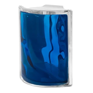 Стеклоблок Vitrablock Волна окрашенный внутри угловой цвет синий