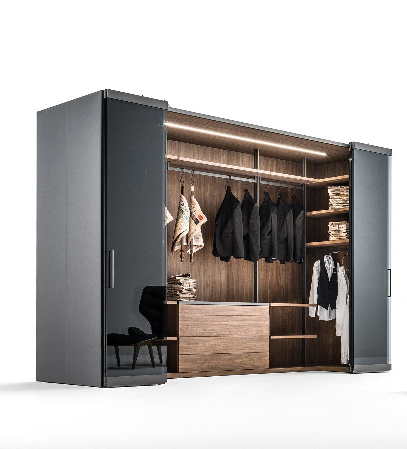 Шкаф из дерева и стекла Caccaro гардеробная ARCH-00043967 - Вид №3