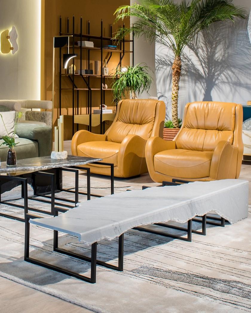 Greenapple Журнальный столик из мрамора Бардиглио и латуни Perfect raw G703096  - Вид №6