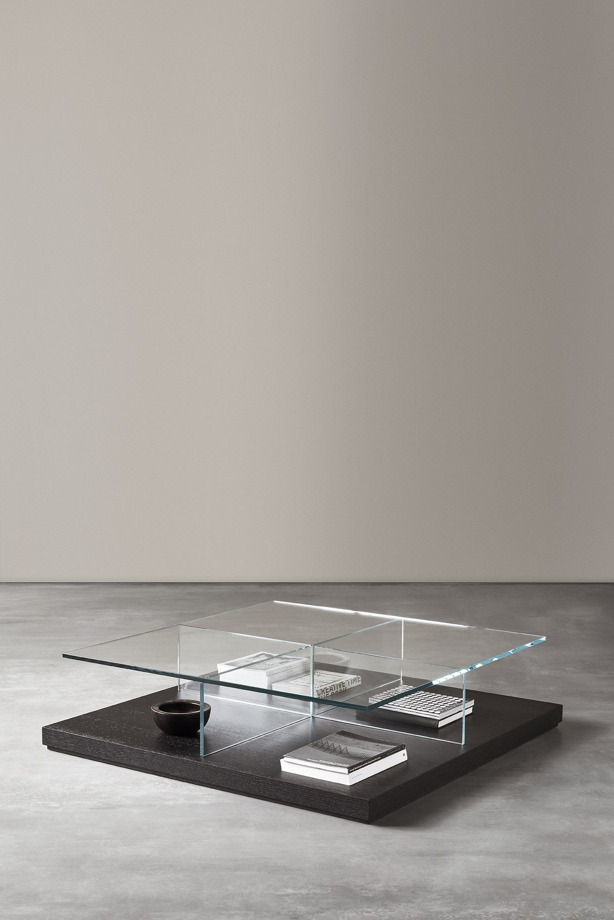 Квадратный низкий журнальный столик из закаленного стекла Meridiani ARCH-00024092 - Вид №1