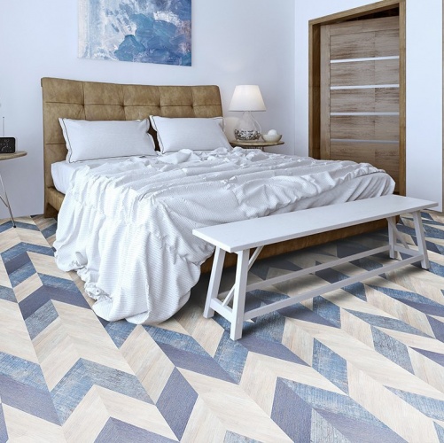 Паркет Ёлка CorkStyle Chevron Chevron Blue Дизайнерский (Гладкая) 1235х305 мм 4200200003 - Вид №2