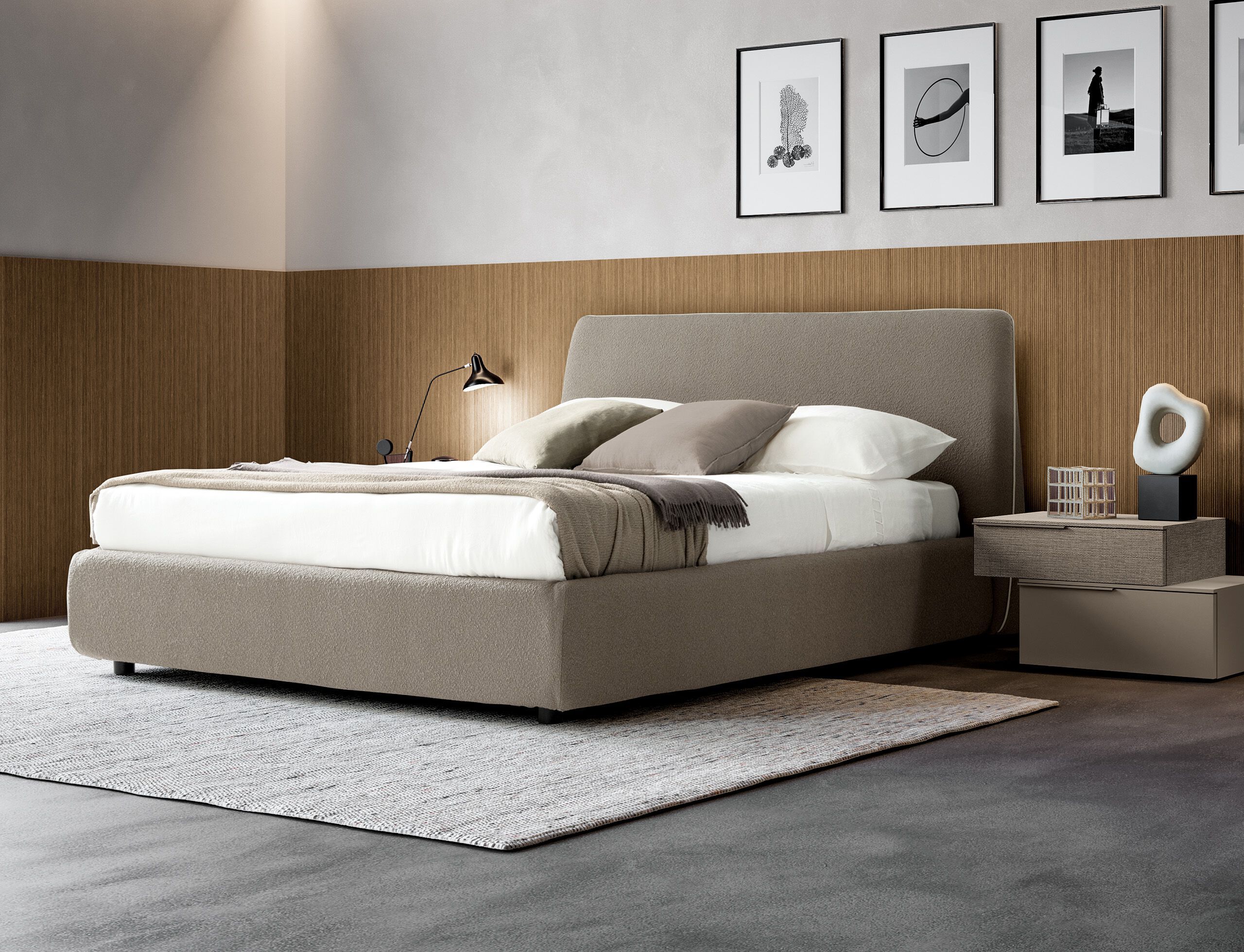 Двуспальная кровать из ткани с мягким изголовьем Adok CHLOE ARCH-00025090