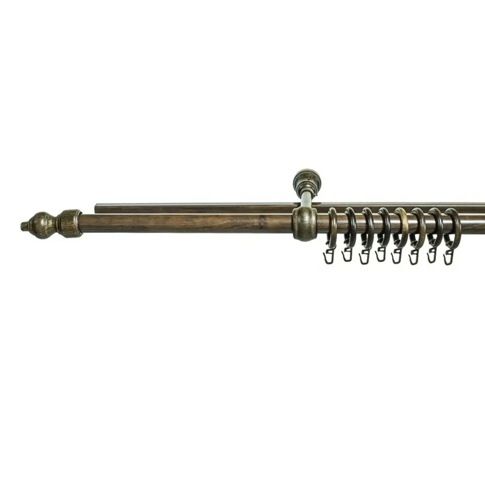 Карниз двухрядный 160 см металл/пластик/дерево, орех Santreyd STLM-2157625