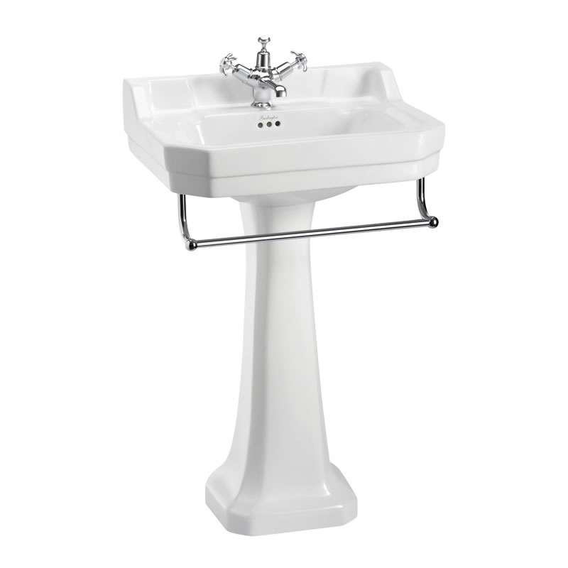 Burlington Edwardian Раковина Edwardian 56 см, вешалка для полотенец и стандартная подставка с 3 отверстиями под смеситель P1 B4 3TH T1 CHR 