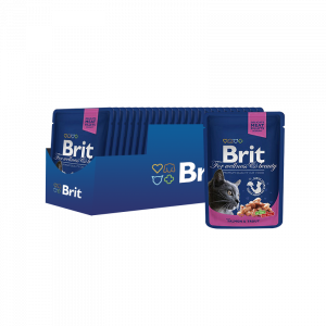 ПР0033699*24 Корм для кошек Premium Cat Лосось и форель конс. пауч (упаковка - 24 шт) Brit