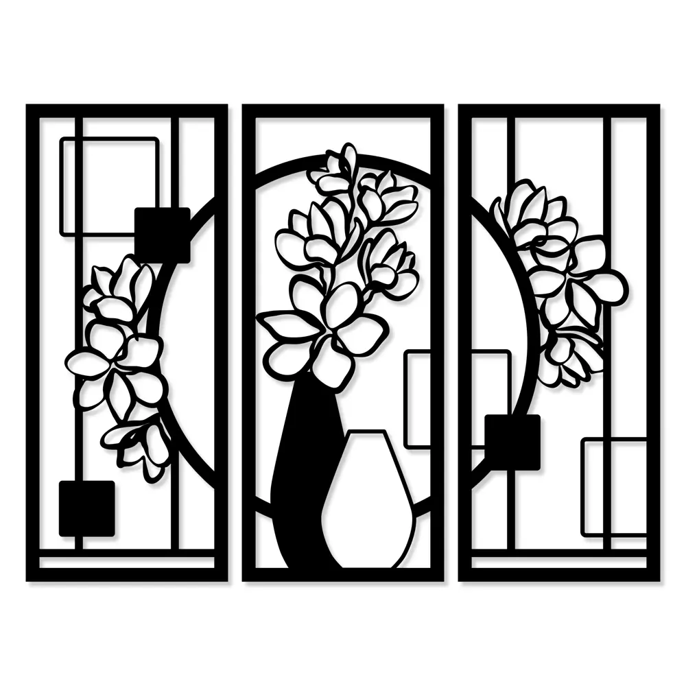 Панно декоративное Цветы МДФ 25x59 см черное Santreyd STLM-2199291