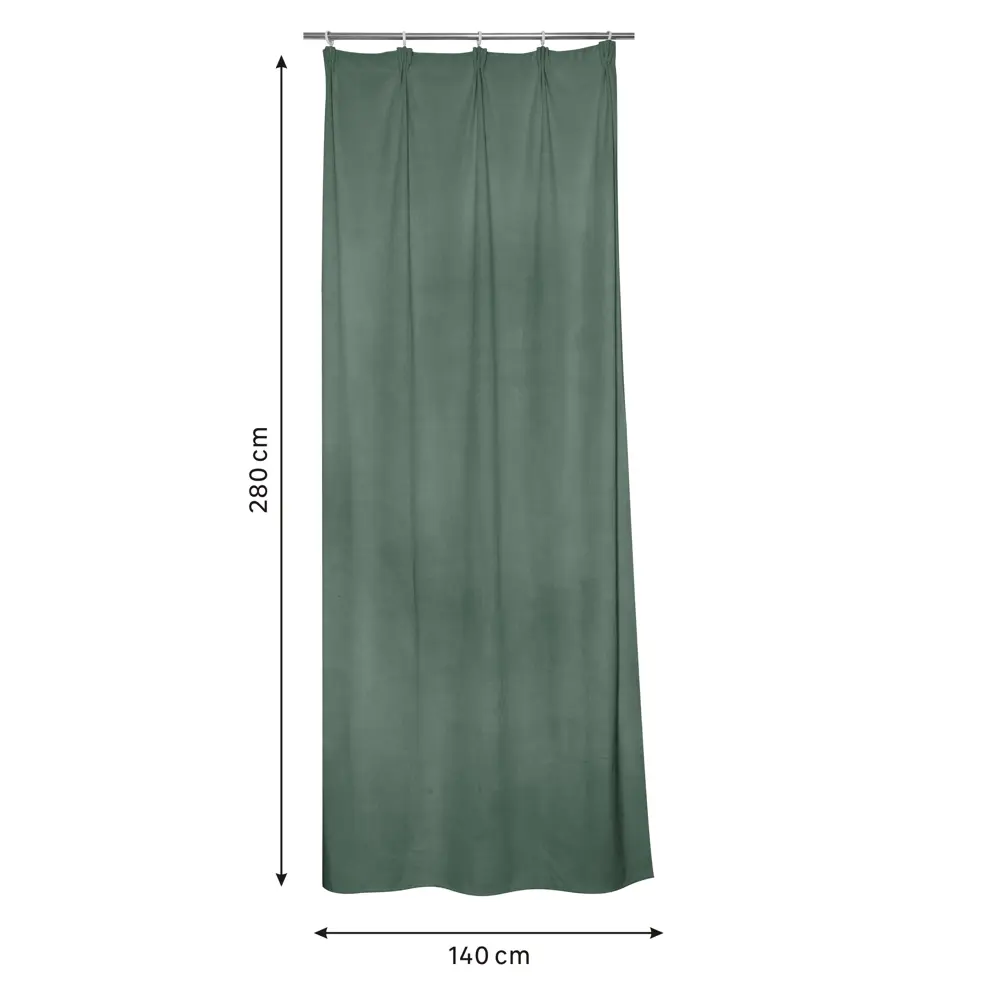 Штора на ленте Inspire Nelio 140x280 см цвет зеленый 88311232 STLM-2182879  - Вид №1