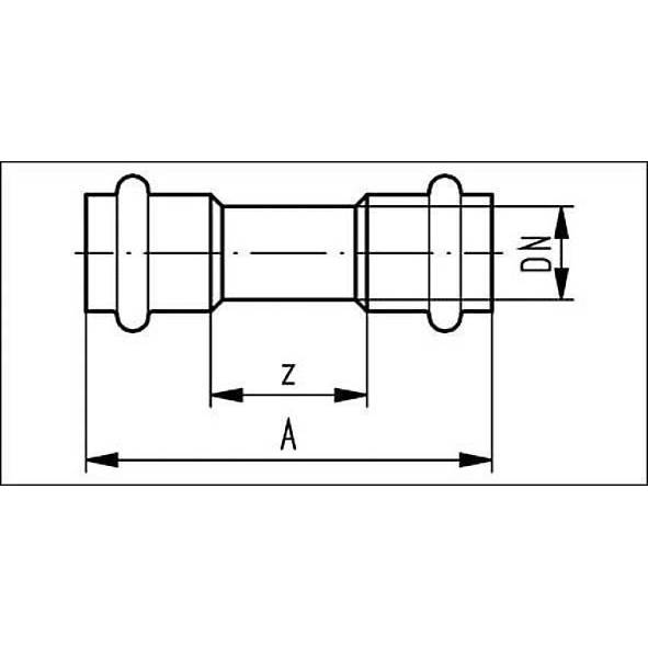 618270108 SANHA 18270 пр.-фит. нерж., упл.фитон муфта двойная ВПр 108,0 мм  - Вид №1