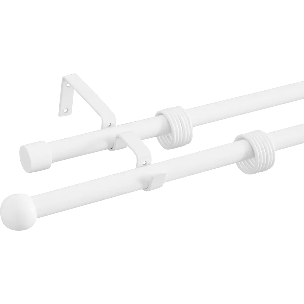 Карниз двухрядный раздвижной d19/16 мм шар 160-320 см цвет белый ORBIS STLM-2015282