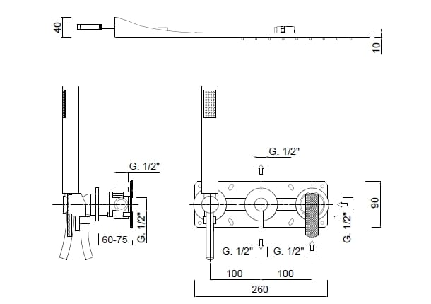 Встраиваемый смеситель для душа с душем Rubinetteria Giulini Surf Deluxe ARCH-00102826 - Вид №1