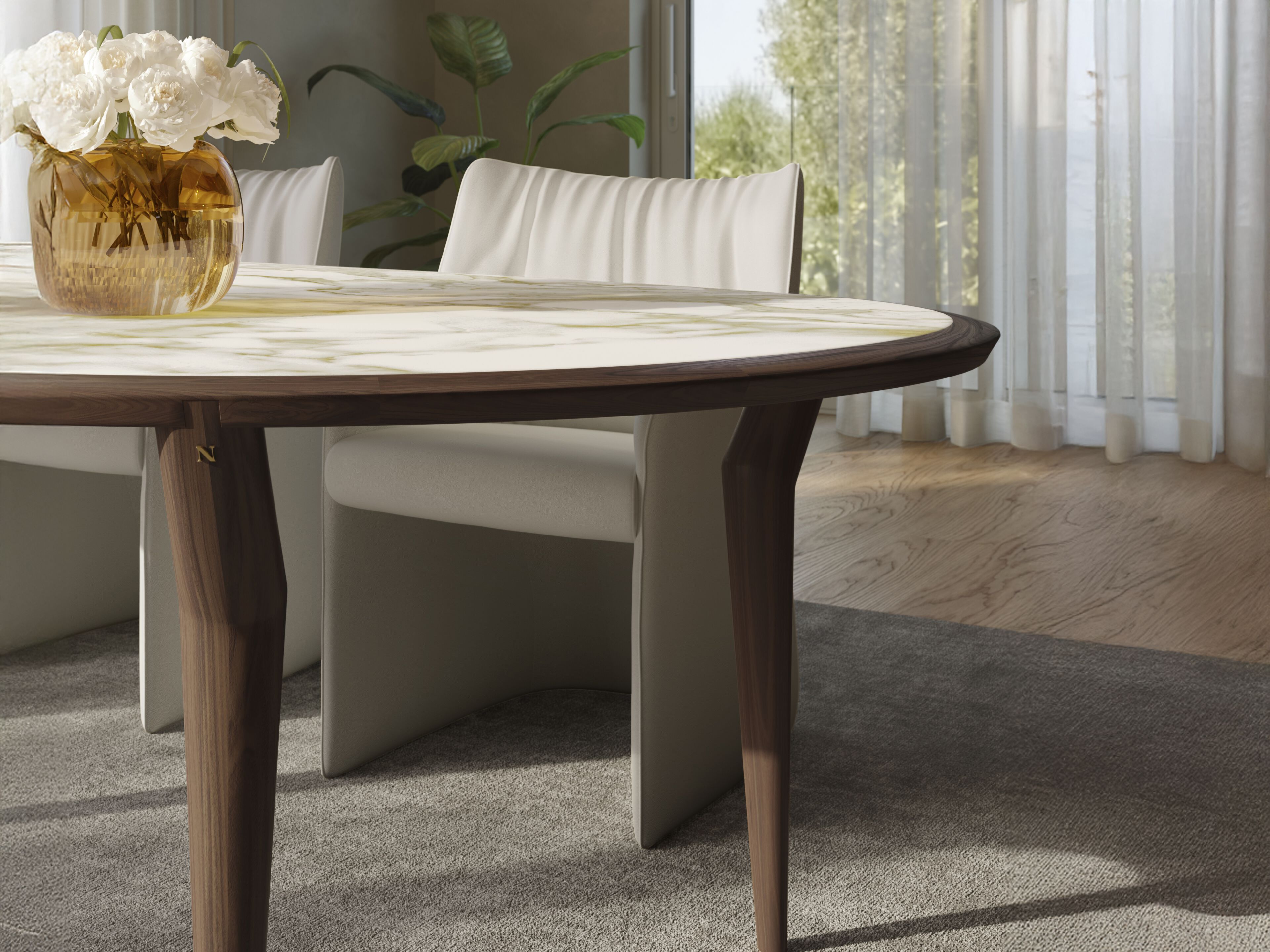 Круглый стол из грецкого ореха Natuzzi Italia пышные ARCH-00145164 - Вид №5