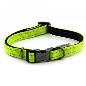 ПР0043677 Ошейник для собак со светоотражающей отстрочкой 25х450-650мм сигнальный Great&Small