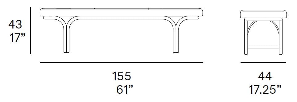 Скамейка из ротанга и кожи EXPORMIM 202 BENCH ARCH-00076616 - Вид №3