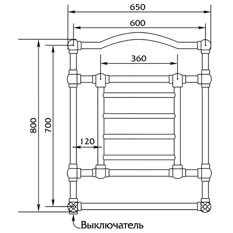 Полотенцесушитель MIGLIORE Edward ML.EDW-EL.500.DO 60 x 80 см - золото, провод слева  - Вид №1