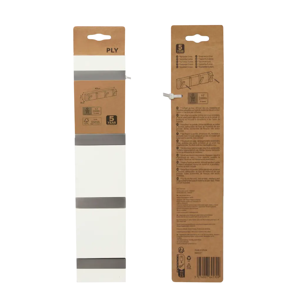 ВЕШАЛКА 4 КРЮЧКА PLY БЕЛ/МЕТ KONSENSA Santreyd STLM-2139843 - Вид №4