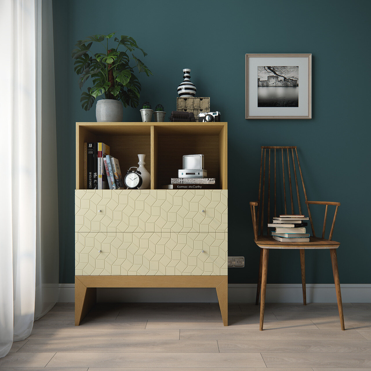 Комод с 2 ящиками и полками желтый Tiny BRAGIN DESIGN ДИЗАЙНЕРСКИЕ, КОМОДЫ TELLY-TINY ОТ BRAGIN DESIGN 256453 Бежевый  - Вид №1