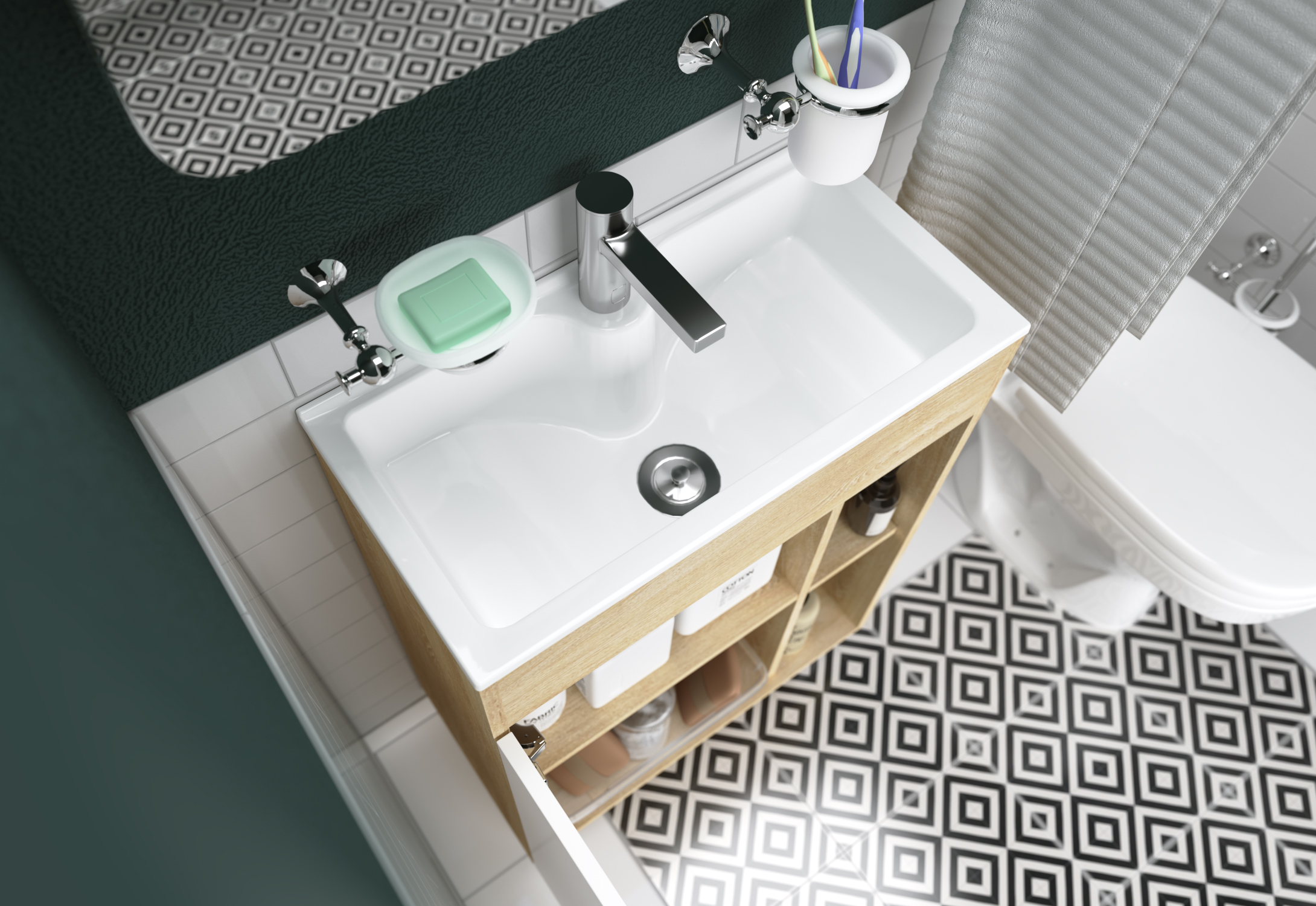 У75338 Тумба с раковиной Lido 60П 1д. Дуб Сонома 1 Marka LIDO - Вид №2