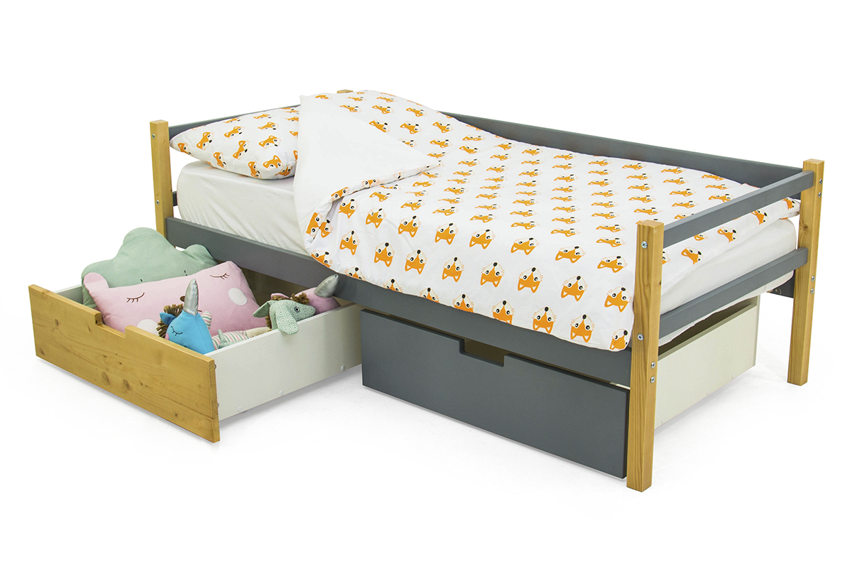 Детская кровать-тахта Svogen дерево, графит БЕЛЬМАРКО  326823 Желтый;серый Santreyd  - Вид №3