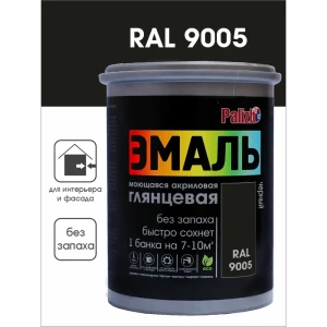 90314973 Эмаль акриловая глянцевая Palizh цвет черный RAL 9005 1 кг STLM-0859357