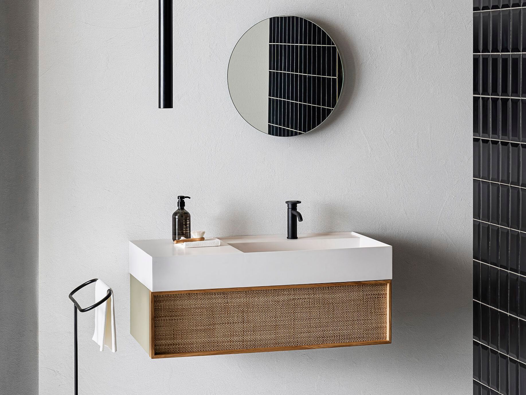 Подвесной шкаф для умывальника с ящиками с держателем для полотенец Pirovano Element ARCH-00151655