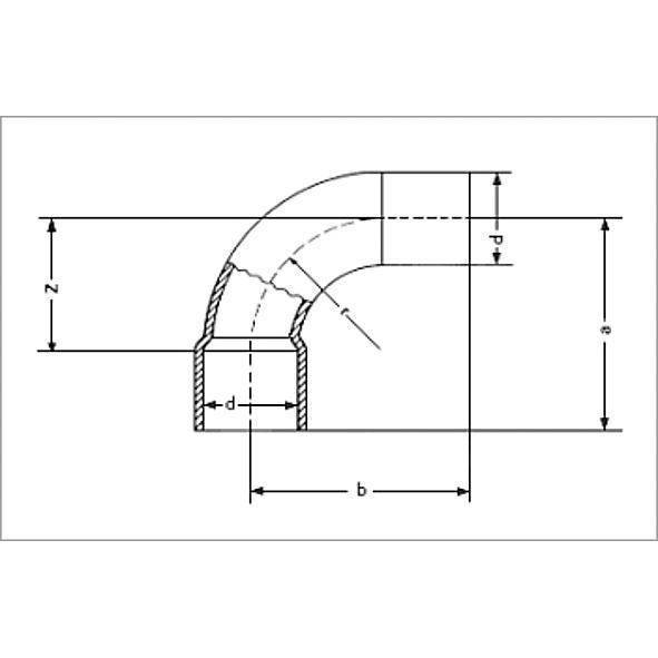 15001A42 SANHA 5001A отвод 90° ВП-НП, медь 42 мм  - Вид №1