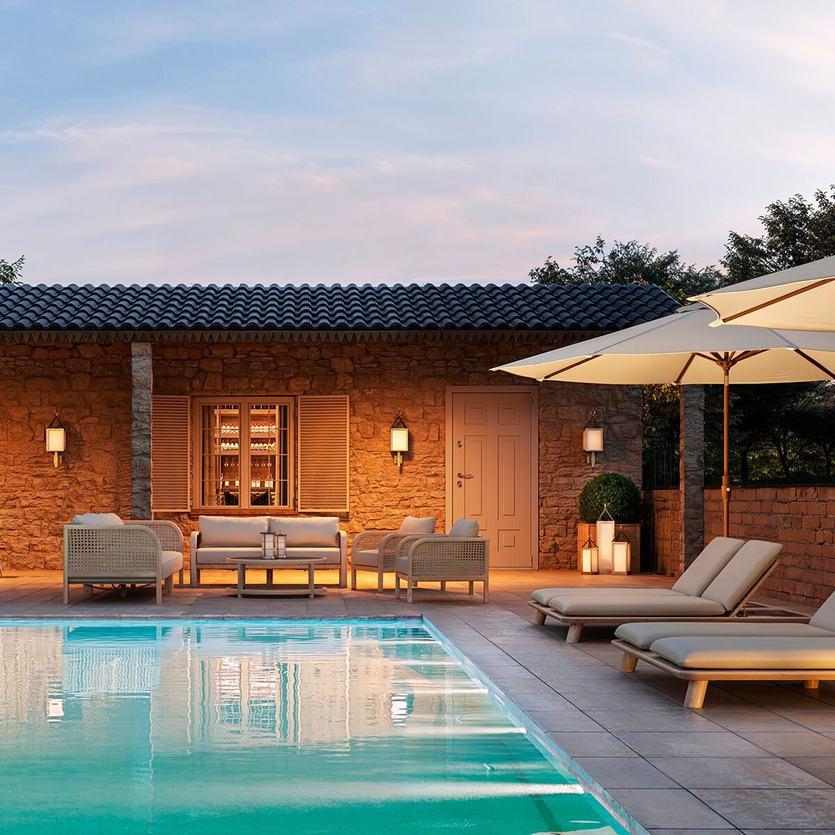 Деревянный и стеклянный садовый столик Eichholtz ANTHONY ARCH-00051914 - Вид №1