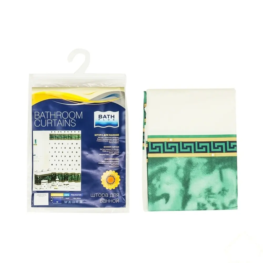Штора для ванны Bath Plus Rome, 180x180 см, полиэстер, цвет зелёный Без серии STLM-2046336