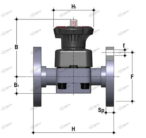 SANIT 72702011315 Мембранный клапан ДК DIALOCK®, ПВДФ, фиксированный фланец 