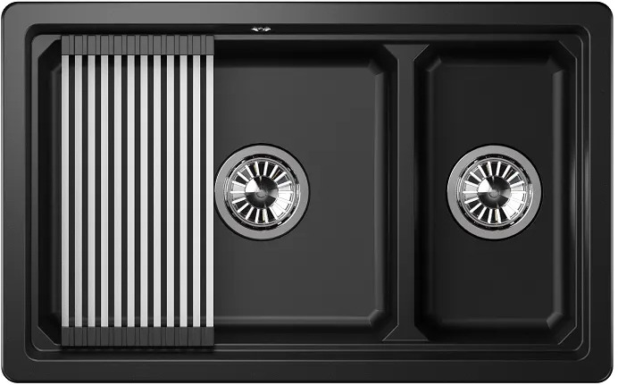 KS-7304U, ШВАРЦ (чёрный металлик), кухонная мойка, кварц