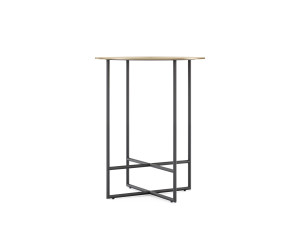 Высокий круглый журнальный столик из полированной стали