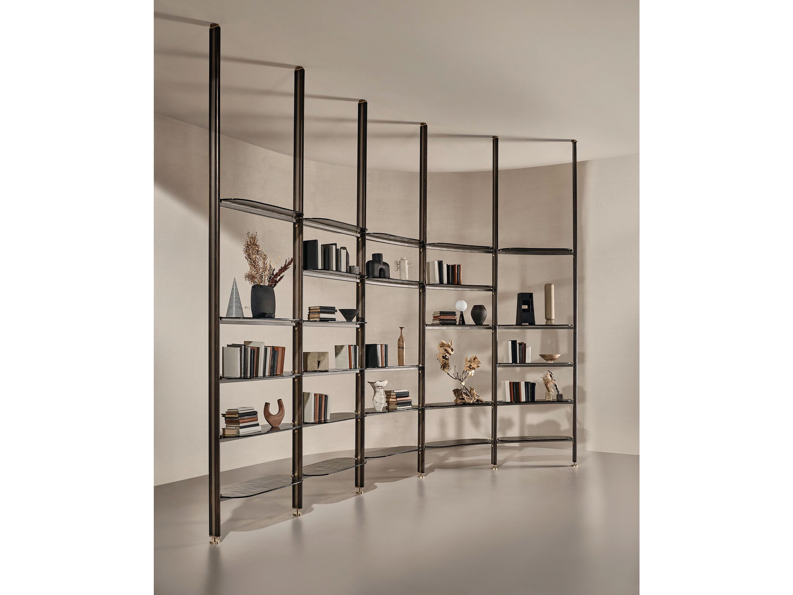 Стеклянный книжный шкаф с креплением пол-потолок Naturedesign Главная ARCH-00088266 - Вид №16