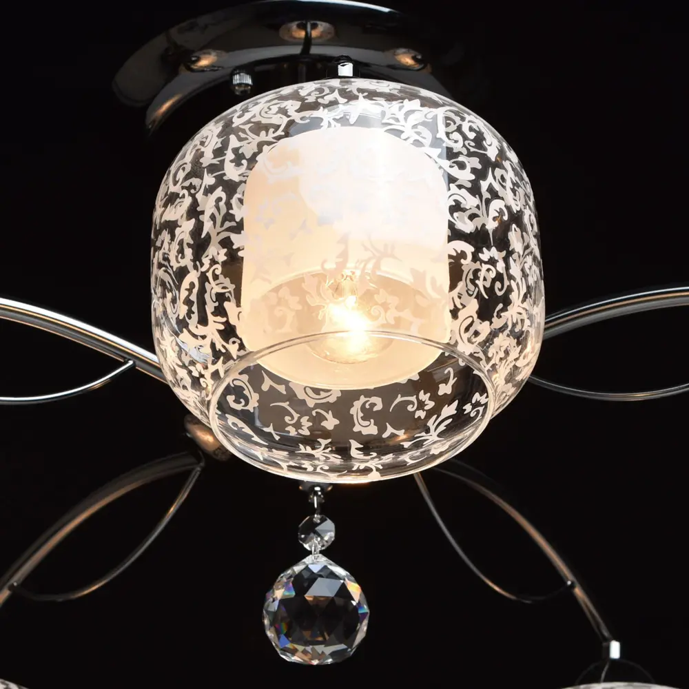 Люстра Грация 5xE14x60 Вт, металл/стекло, цвет чёрный/белый MW-Light STLM-2182934 - Вид №4