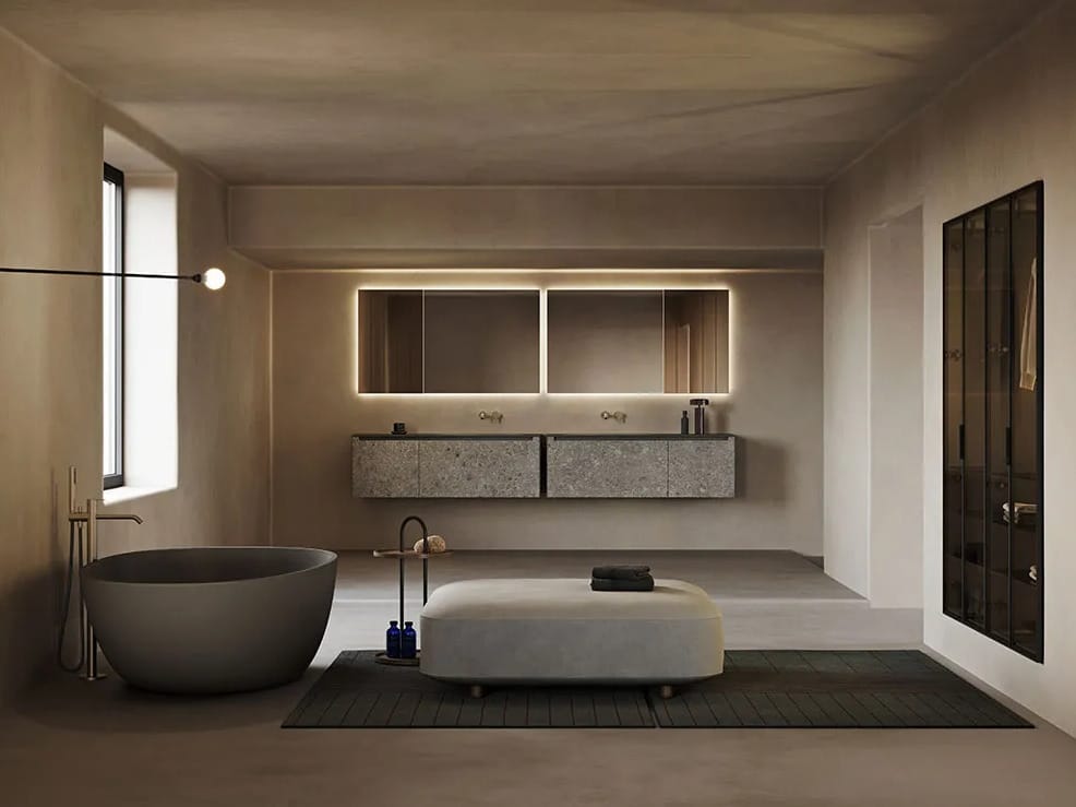 Встраиваемый деревянный шкаф для ванной комнаты с дверцами Inbani слой ARCH-00109465 - Вид №3