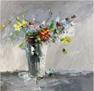 Картина на холсте 80х80 см "Осенний букет" EVENHOME КАРТИНЫ МАСЛОМ 130023 Белый;зеленый;синий;разноцветный