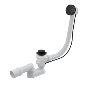 Сифон для ванны автомат комплект, черный-мат