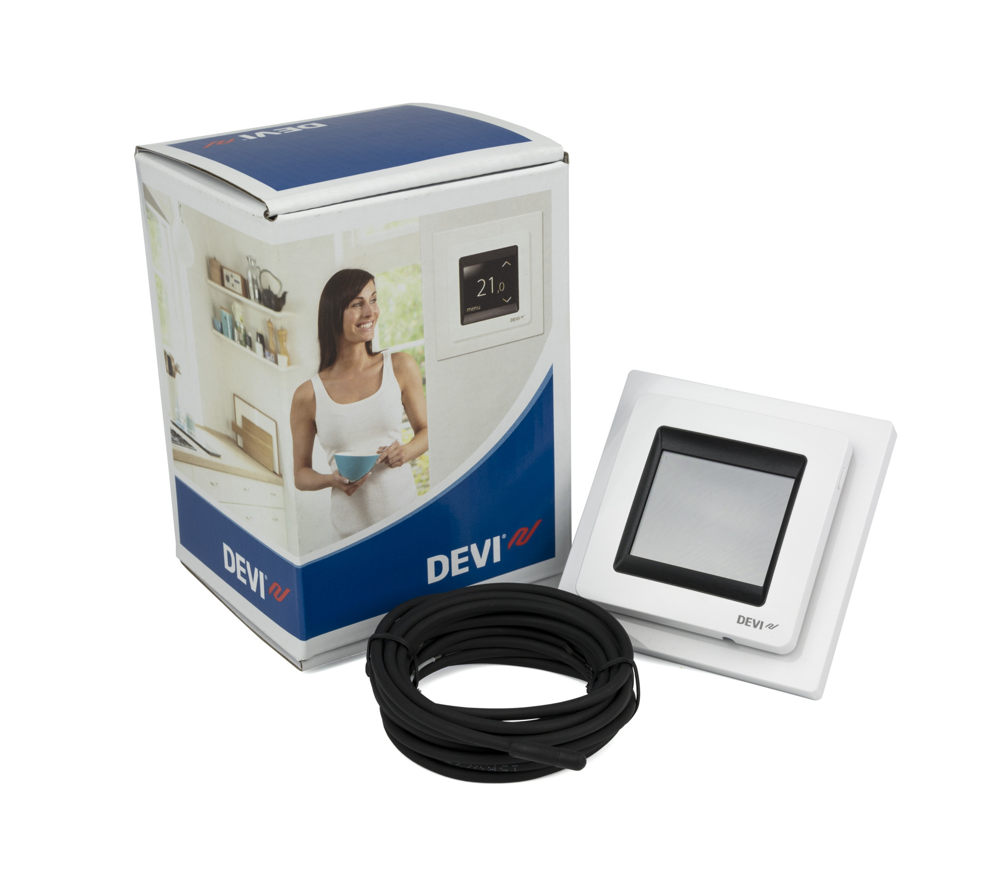 Danfoss DEVIreg™ Touch — программируемый терморегулятор для теплого пола с сенсорным дисплеем DEVIreg Touch терморегулятор белый 140F1064  - Вид №12