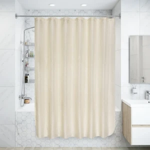 Штора для ванной с кольцами Вилина Бриллиант 180x180 см полиэстер цвет слоновая кость