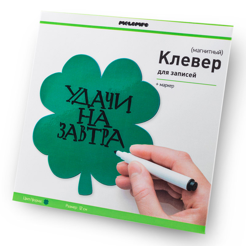 Магнит для записей зеленый "Клевер" Melompo MELOMPO  00-3871406 Зеленый  - Вид №1