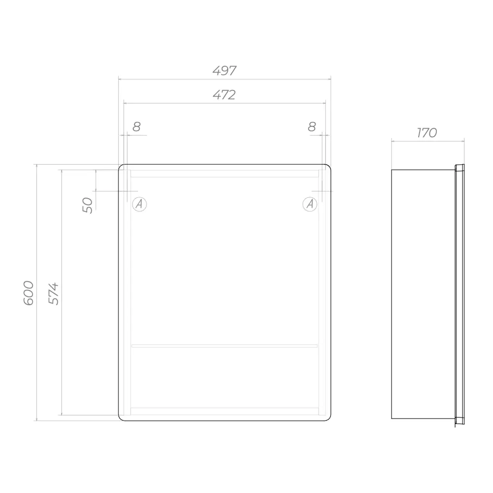 Шкаф для ванной комнаты с зеркалом Vigo Bloss 49.7x60x17 см с подсветкой STLM-2171016 - Вид №6