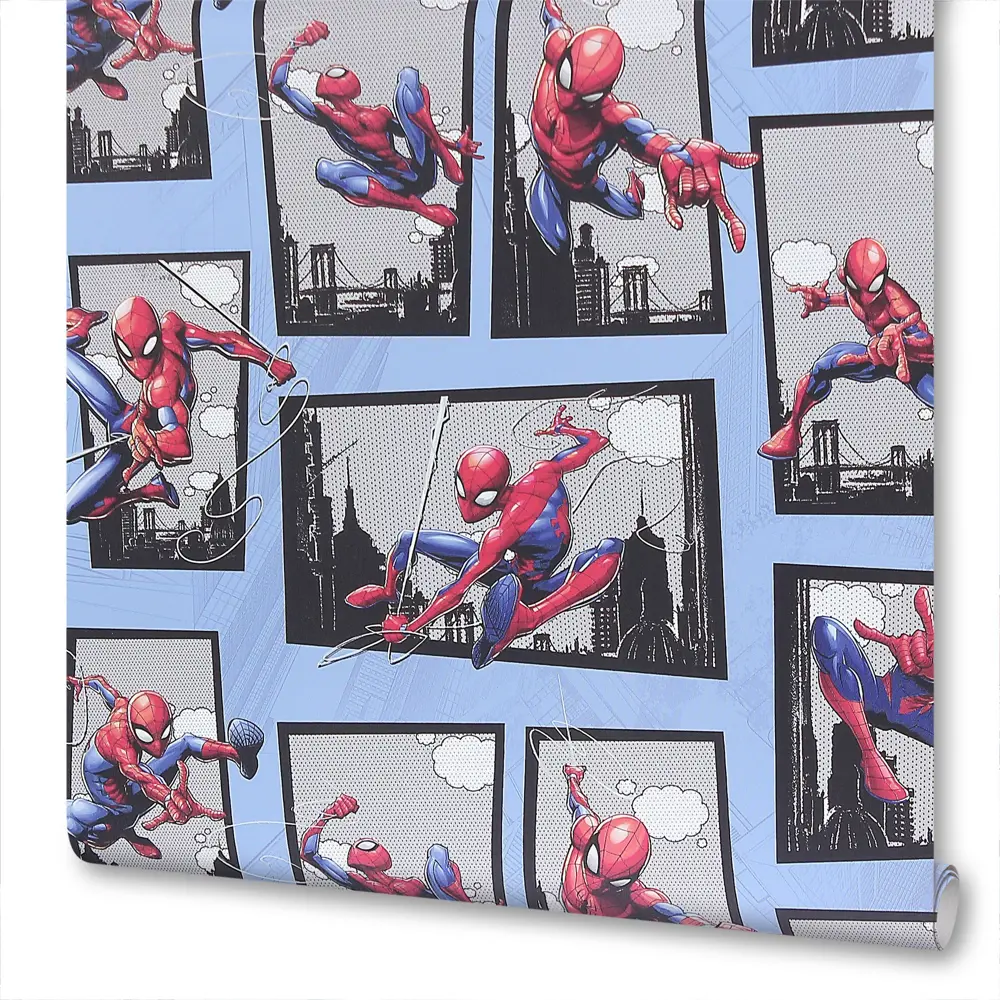 Обои, 1,06х10 м, флизелиновые, голубые, рисунок «Человек-паук» Erismann Disney STLM-2138052