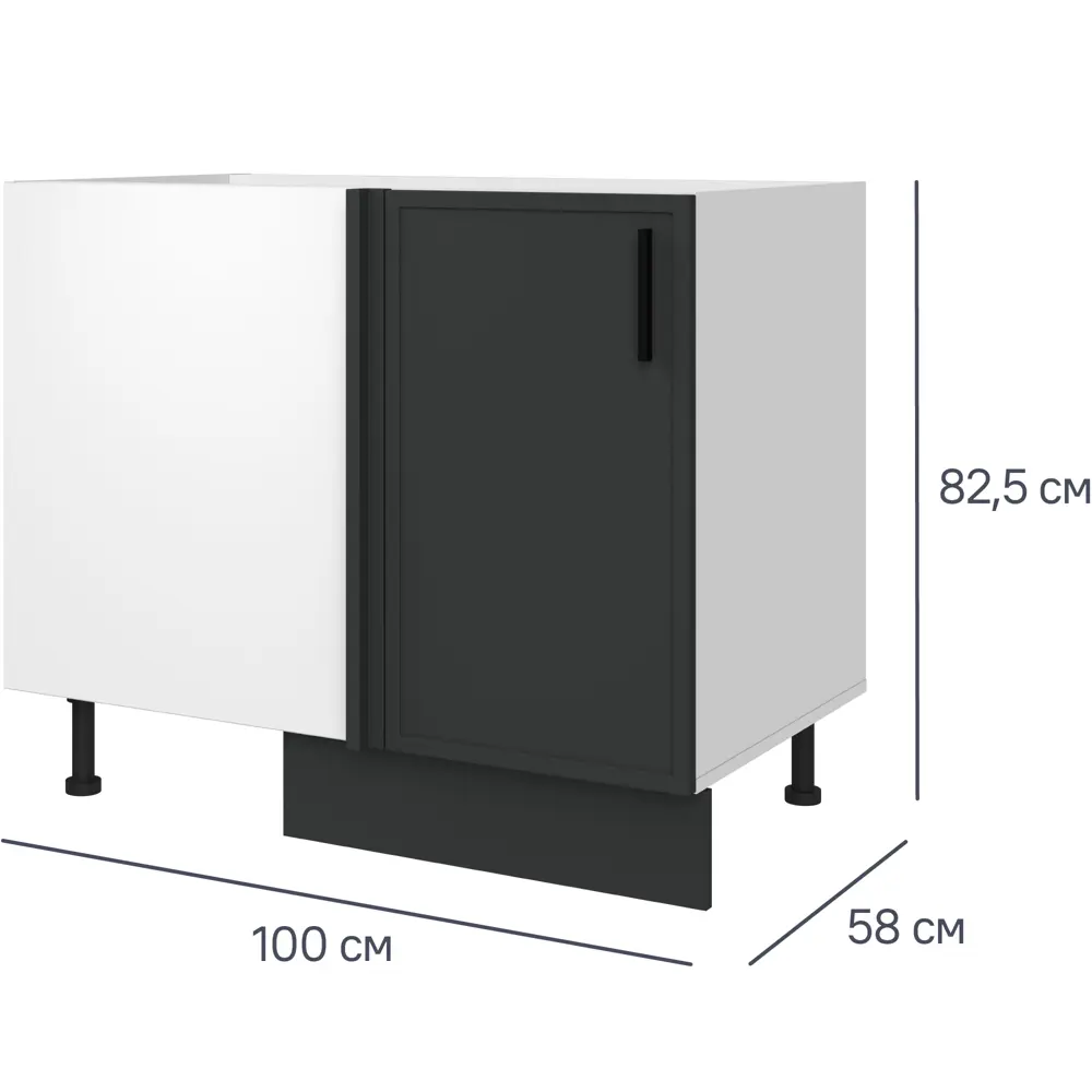 DELINIA Угловой кухонный шкаф Неро 100х82.5х58 см графит 86586491 STLM-0070504