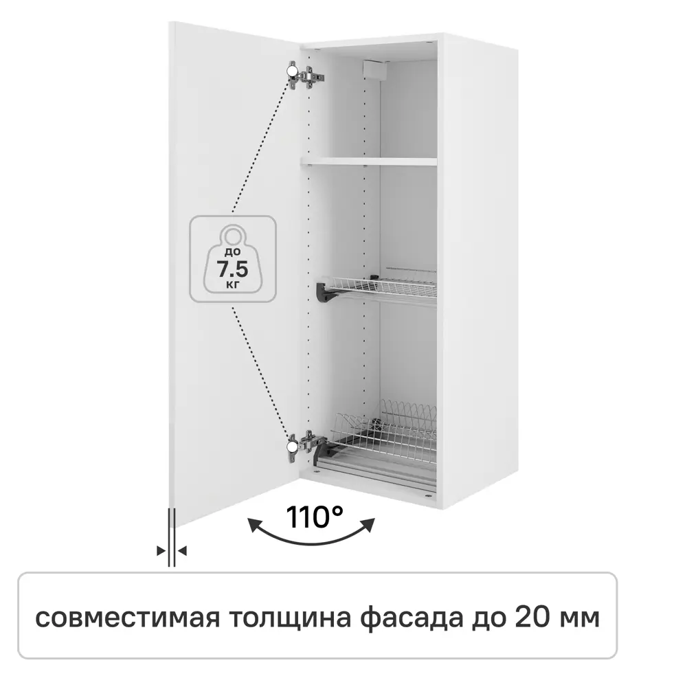 Комплект петель плавного закрывания Standers 110 градусов сталь 2 шт Santreyd STLM-2131321 - Вид №1