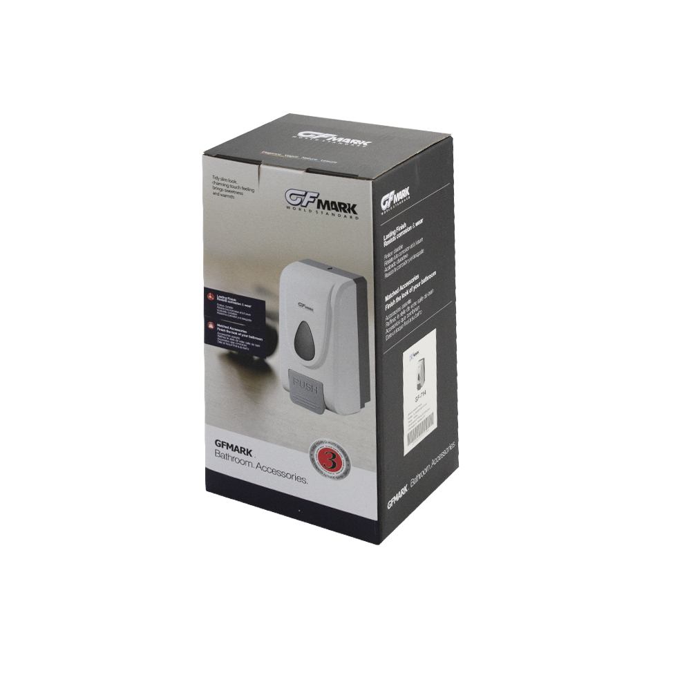 GFmark - Дозатор для ПЕНЫ с педалью, пластик АБС БЕЛЫЙ, большой, с глазком - капля, 1000 мл, код: 714  - Вид №6