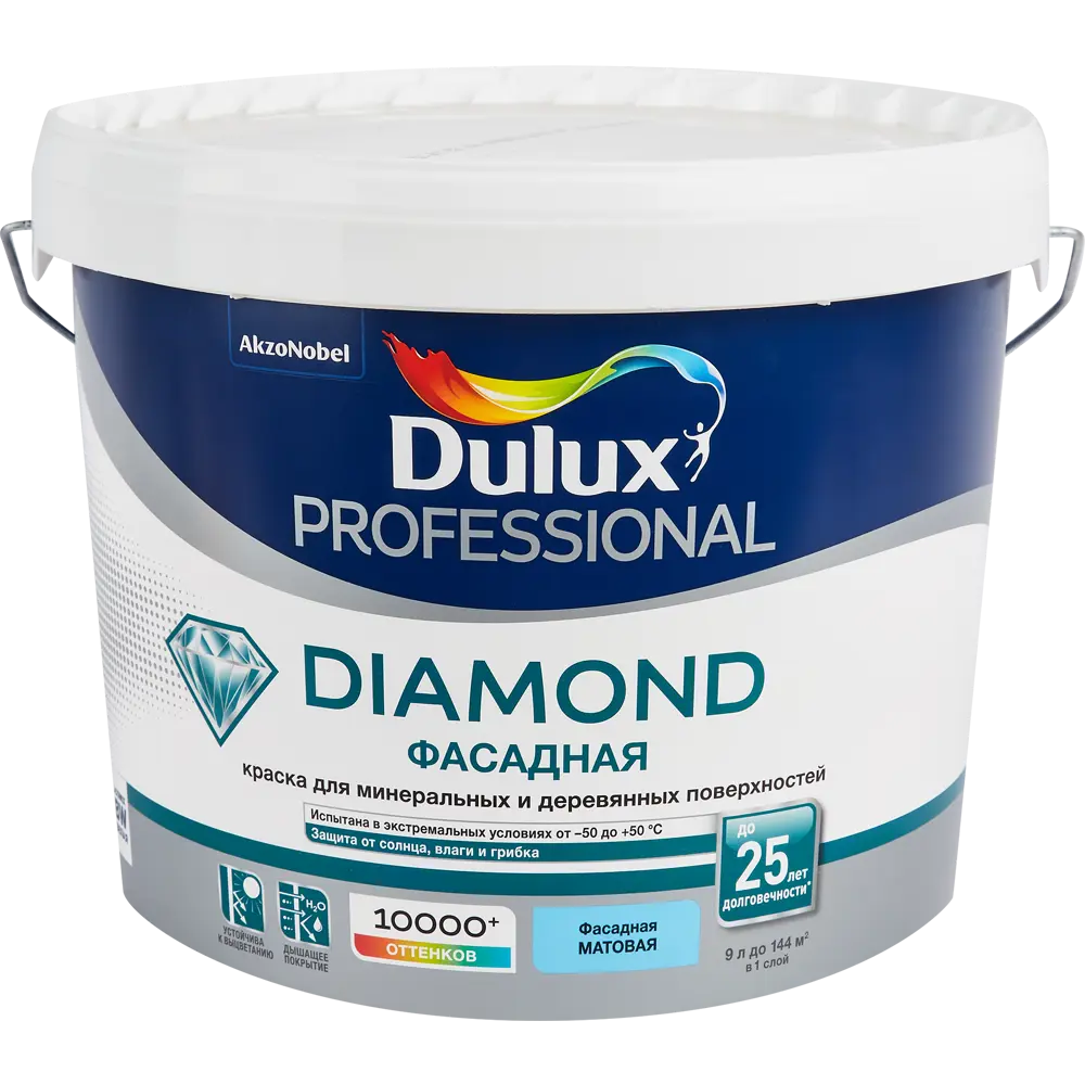 Краска фасадная Dulux Professional Diamond матовая цвет белый база А 9л STLM-2041043 - Вид №1