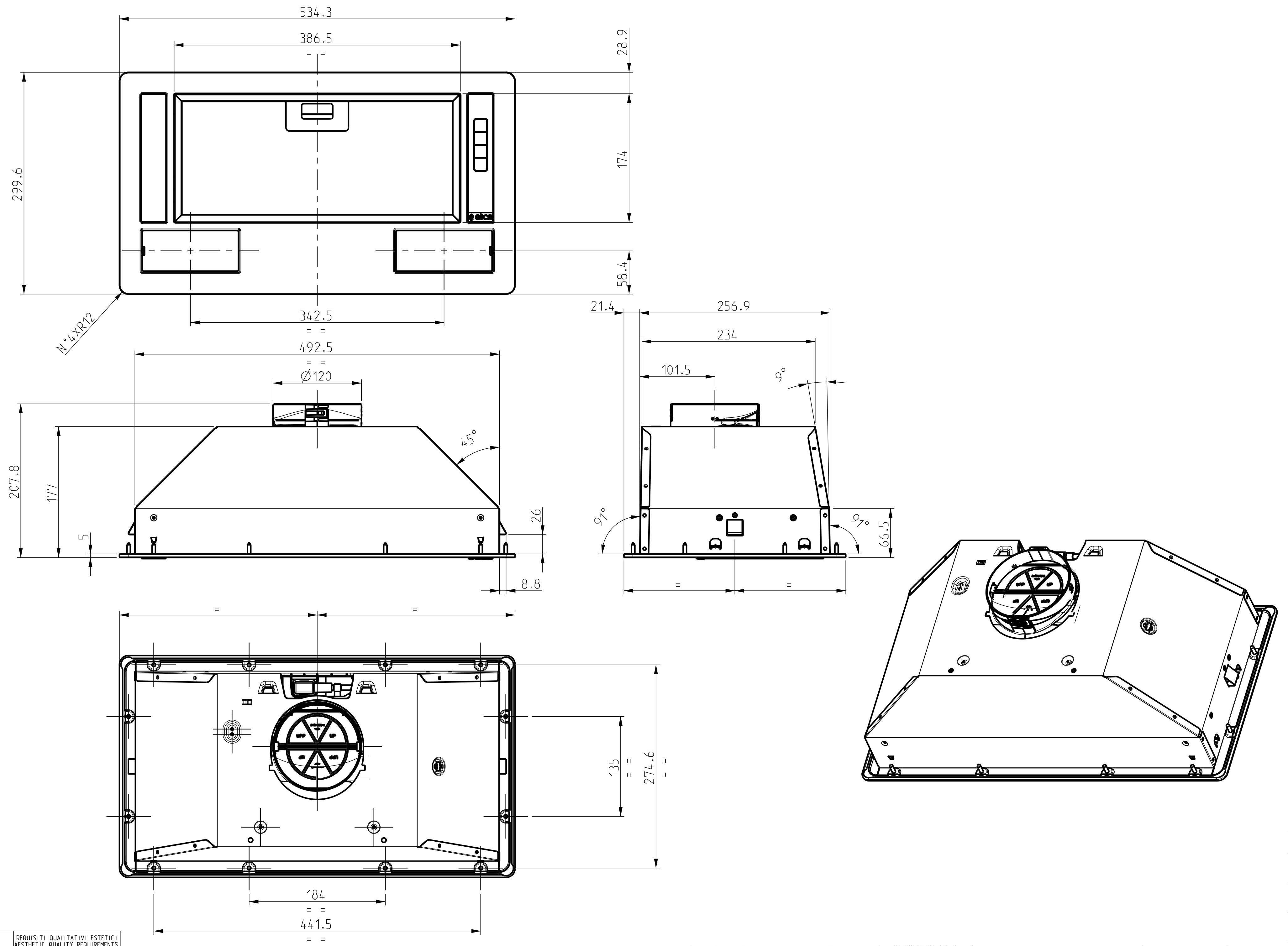 9066696 Вытяжка полновстраиваемая Turboair LEI C GR/A/52 серый STDN-0052054 - Вид №3