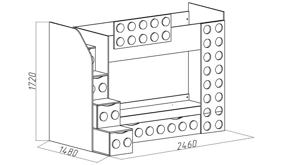 Кровать подростковая двухъярусная с дополнительным спальным местом левая "Леголенд" МАНДАРИН ЛЕГОЛЕНД 178719 Разноцветный;белый;синий Santreyd  - Вид №3