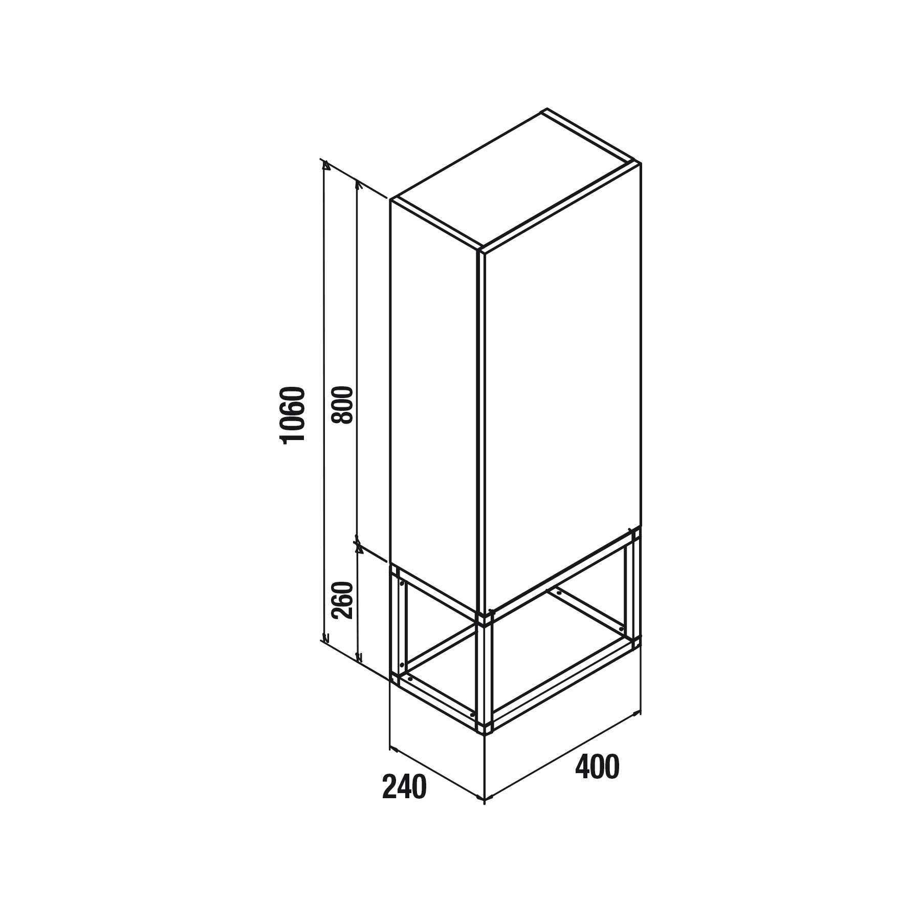 25760 SALGAR Модуль VINCI 1060 двусторонний 1 дверный ДУБ АФРИКАНСКИЙ 400 x 1060 x 240 мм - Вид №2