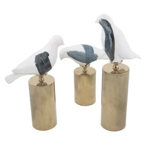 Статуэтка декоративная керамическая 29х8х21 см бело-голубая "Голубь" UNICO  255465 Белый;золото;синий