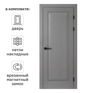 Дверь межкомнатная глухая Альпика 60x200 см полипропилен цвет графит вуд с замком и петлями 88914878 STLM-2027031